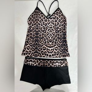 NWOT Leopard print XL tankini 2 piece bathing suit